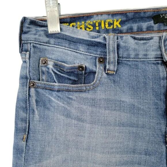 J Crew Matchstick Stretch Straight Leg Jeans Blue Women Size 27S Raw Hem - Picture 3 of 9